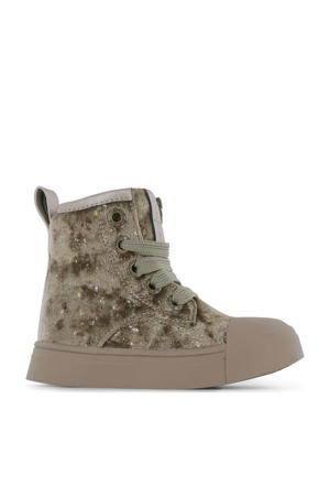 fluwelen sneakers goud