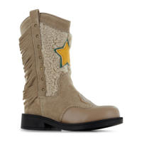thumbnail: Taupe meisjes Shoesme suède cowboylaarzen met western hak en ritssluiting