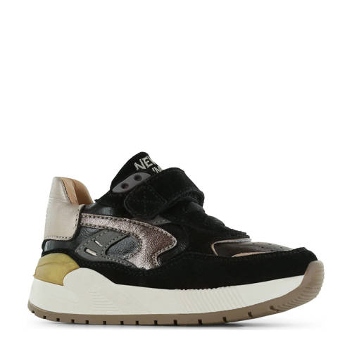 Shoesme leren sneakers zwart/goud Meisjes Leer Meerkleurig
