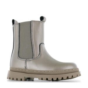 leren chelsea boots champagne/goud