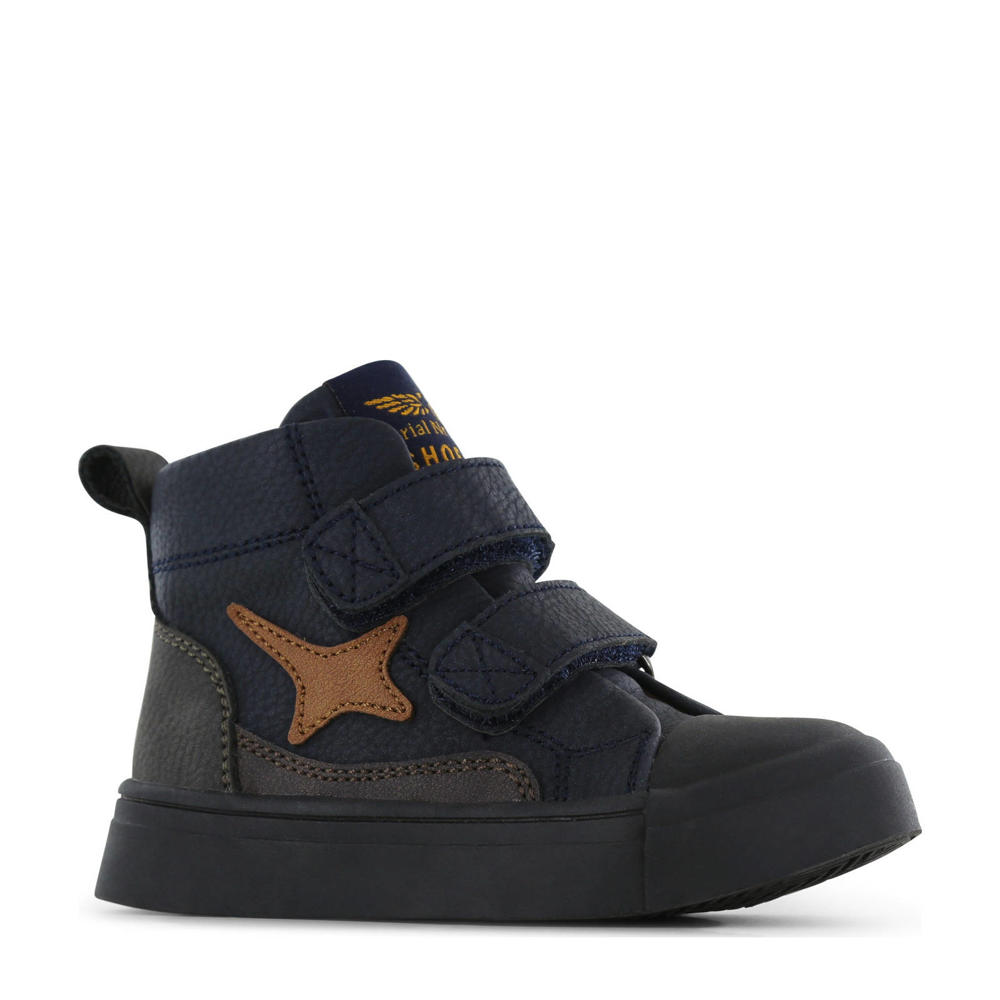 Donkerblauwe jongens Shoesme leren sneakers met klittenband