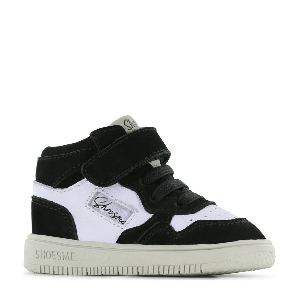 Zwart en witte jongens Shoesme leren sneakers met elastische veter- met klittenbandsluiting