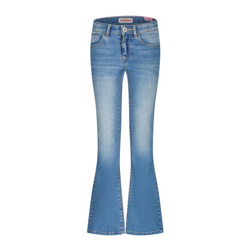 Vingino flared jeans Abbey old vintage Blauw Meisjes Stretchdenim Effen - maat 110 afbeelding