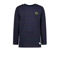 thumbnail: Zwarte jongens Vingino gestreepte longsleeve Jorin van katoen met lange mouwen en ronde hals
