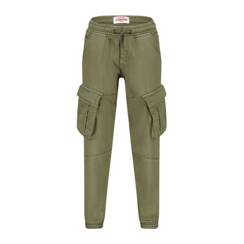 Vingino tapered fit cargobroek Carlos armygroen Jongens Stretchkatoen Effen - maat 164 afbeelding