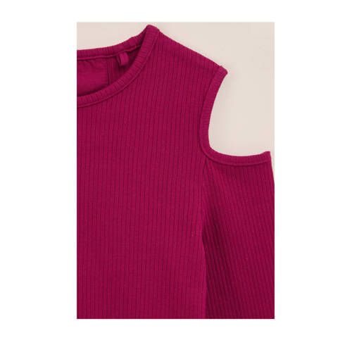 WE Fashion top zwart Rood Meisjes Katoen Ronde hals Effen 98 104