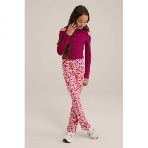 WE Fashion top zwart Rood Meisjes Katoen Ronde hals Effen 98 104