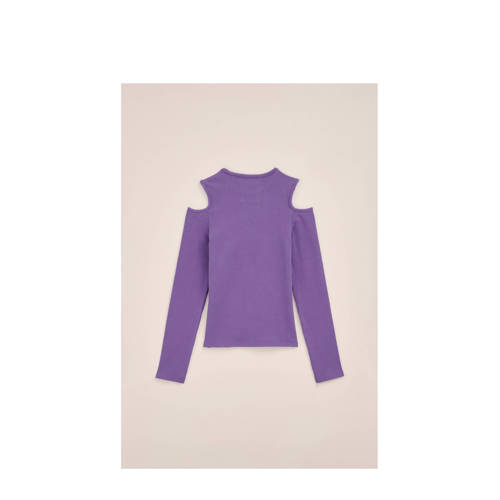 WE Fashion top paars Meisjes Katoen Ronde hals Effen 110 116