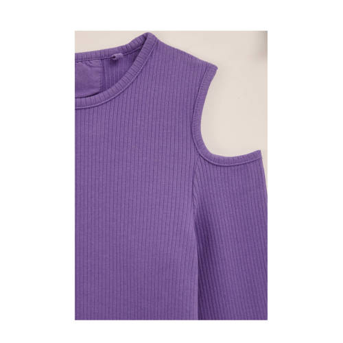 WE Fashion top paars Meisjes Katoen Ronde hals Effen 110 116