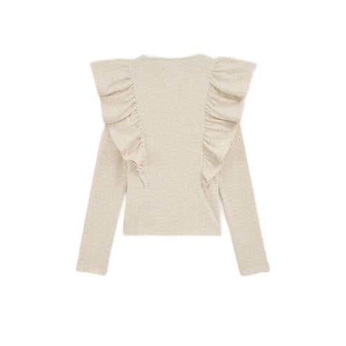 WE Fashion T-shirt ecru Meisjes Polyester Ronde hals Effen 170 176