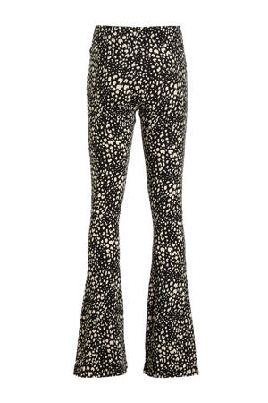 flared broek PILAR met all over print zwart/beige