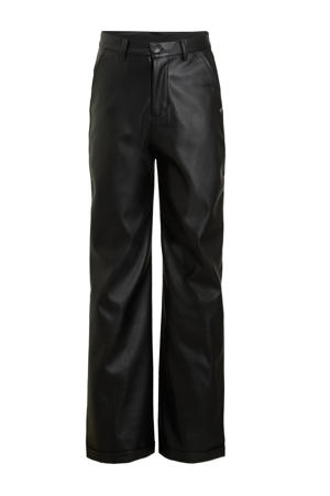 imitatieleren regular fit broek INNESSY zwart