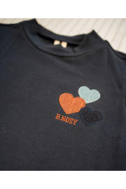 thumbnail: Donkerblauw en bruine meisjes B.Nosy halter jurk Dante met lange mouwen en elastische tailleband