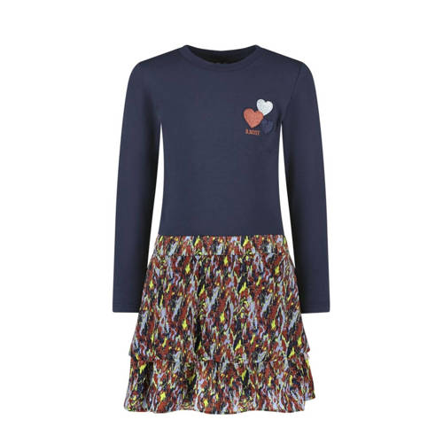 B.Nosy halter jurk Dante met all over print donkerblauw/bruin Meisjes Stretchkatoen Ronde hals - maat 140 afbeelding