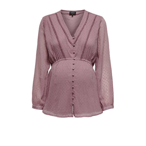ONLY MATERNITY semi-transparante zwangerschapsblouse OLMBETTINA oudroze Dames Polyester V-hals L