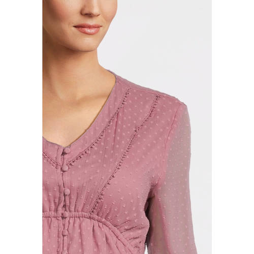 ONLY MATERNITY semi-transparante zwangerschapsblouse OLMBETTINA oudroze Dames Polyester V-hals L
