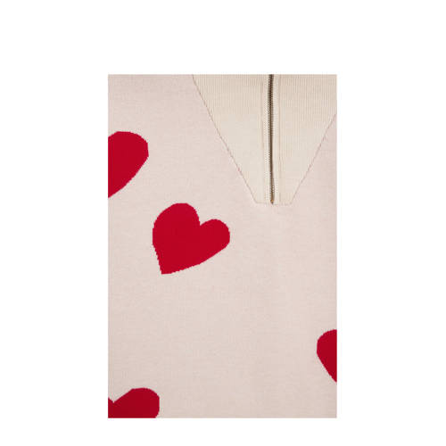 WE Fashion trui offwhite rood Ecru Meisjes Viscose Opstaande kraag All over print 146 152