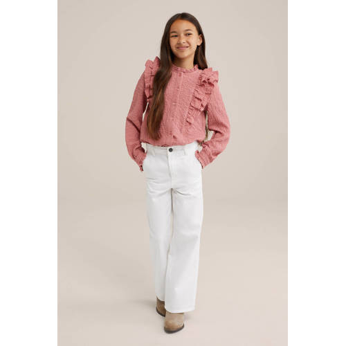 WE Fashion blouse roze Meisjes Polyester Opstaande kraag Effen 158 164