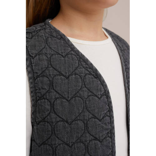 WE Fashion gilet grey denim Grijs Effen 134 140 | Gilet van