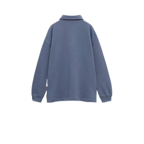Mango Kids polo middenblauw Jongens Katoen Polokraag Effen 152