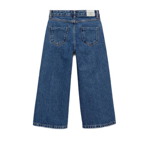 Mango Kids wide leg jeans middenblauw Meisjes Denim Effen 152