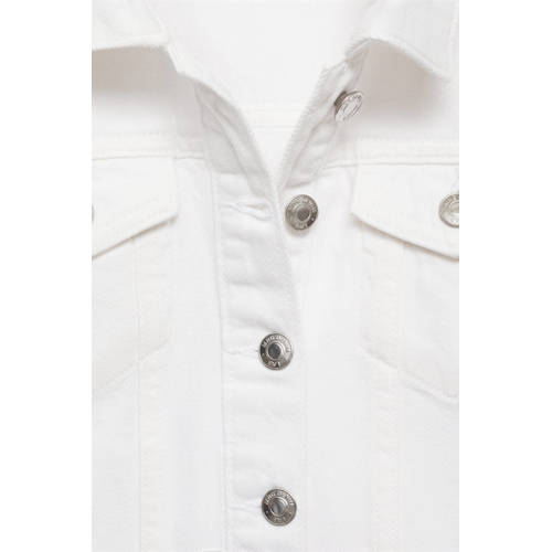 Mango Kids spijkerjas wit Meisjes Denim Klassieke kraag Effen 116