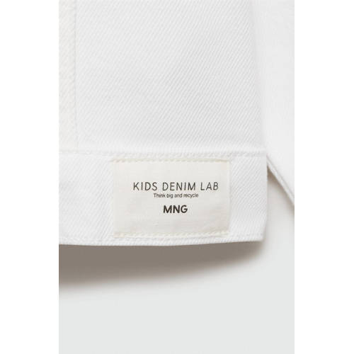 Mango Kids spijkerjas wit Meisjes Denim Klassieke kraag Effen 116