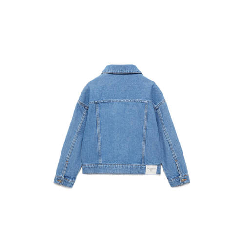 Mango Kids spijkerjas medium blue denim Blauw Effen 116