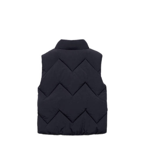 Mango Kids bodywarmer marine Blauw Meisjes Polyamide Opstaande kraag Effen 164