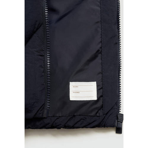 Mango Kids bodywarmer marine Blauw Meisjes Polyamide Opstaande kraag Effen 164