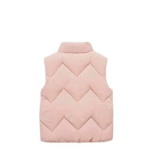 Mango Kids bodywarmer roze Meisjes Polyamide Opstaande kraag Effen 128