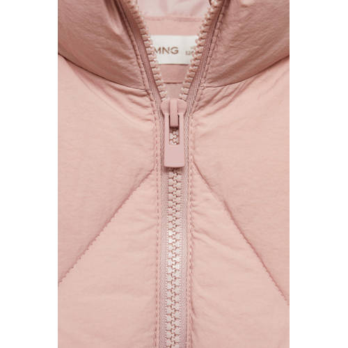 Mango Kids bodywarmer roze Meisjes Polyamide Opstaande kraag Effen 128