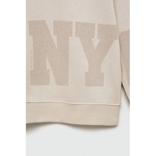 Mango Kids hoodie met tekst lichtbruin Sweater Tekst 116