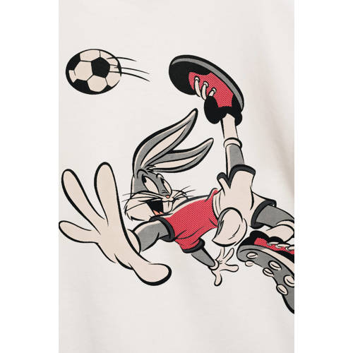 Mango Kids Tweety; Looney Tunes hoodie met printopdruk offwhite Sweater Wit 128