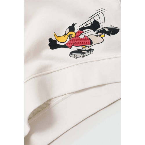 Mango Kids Tweety; Looney Tunes hoodie met printopdruk offwhite Sweater Wit 128