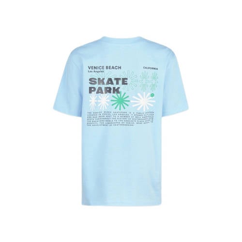 Shoeby T-shirt met backprint lichtblauw Jongens Katoen Ronde hals Backprint 170 176