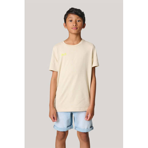 Shoeby T-shirt met backprint beige Jongens Katoen Ronde hals Backprint 146 152