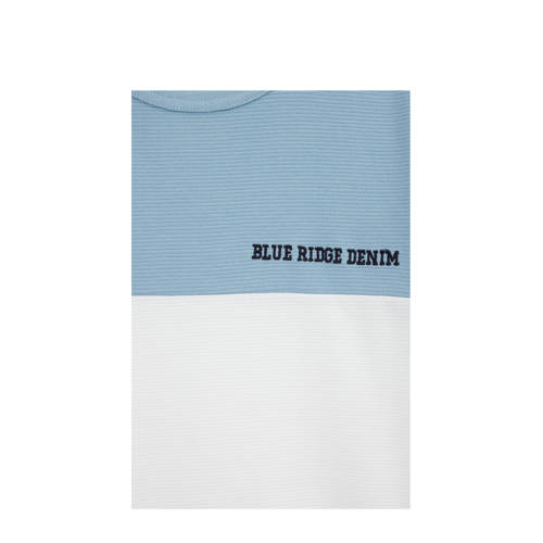 WE Fashion gestreept T-shirt blauw wit Jongens Katoen Ronde hals Streep 110 116