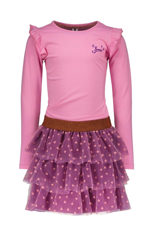 LUVCES Kledingset voor peuters, baby, meisjes, Valentijnsdag, outfit, ruches, lange mouwen, strik, tutu, jurk met liefdesprint en hoofdband, kledingset, 18-24 Maanden