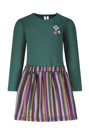 gestreepte baby jurk Dakota groen/paars/oker