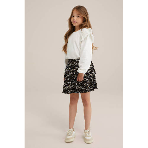 WE Fashion strokenrok zwart Meisjes Katoen All over print 170 176