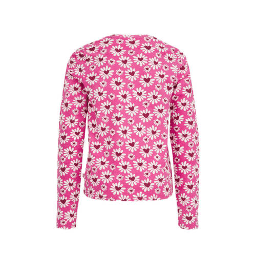 WE Fashion gebloemde longsleeve roze wit rood Meisjes Katoen Ronde hals 98 104