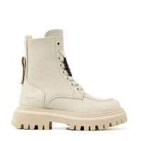 thumbnail: Ecru meisjes Nubikk Fae Bobbi Jr leren veterboots met chunky hak, rits- en vetersluiting en effen