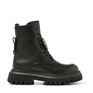 Fae Bobbi Jr leren veterboots zwart