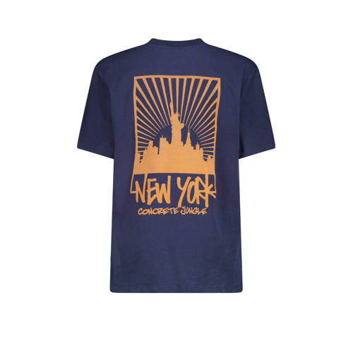 America Today T-shirt Errol JR met backprint donkerblauw Jongens Katoen Ronde hals 122 128