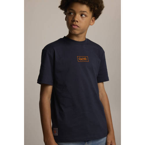 America Today T-shirt Errol JR met backprint donkerblauw Jongens Katoen Ronde hals 122 128