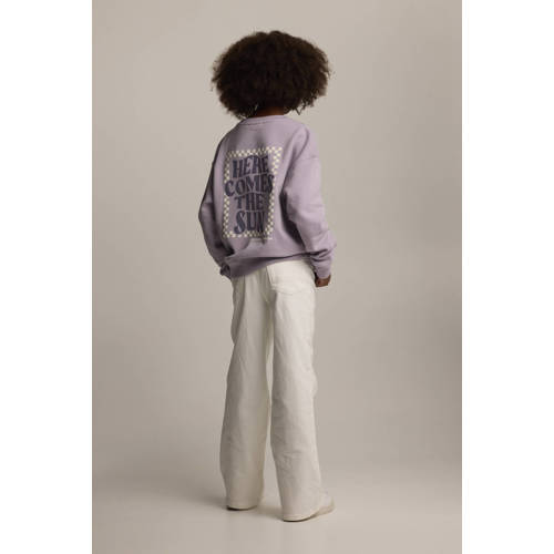 America Today sweater Saar JR met backprint offwhite Paars Backprint 146 152