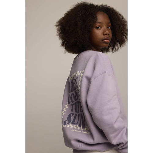 America Today sweater Saar JR met backprint offwhite Paars Backprint 146 152