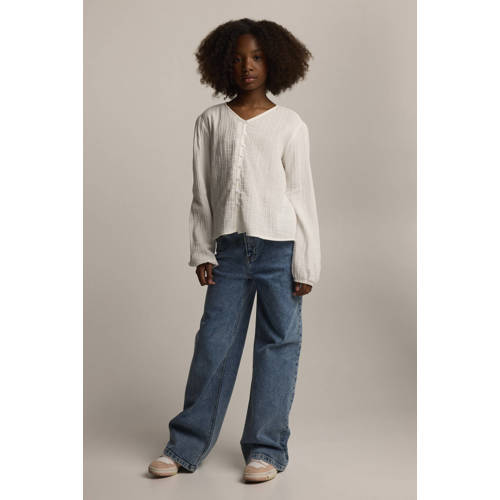America Today blouse Blaire JR wit Meisjes Katoen V-hals Effen 134 140