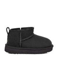 thumbnail: Zwarte jongens en meisjes UGG Classic Ultra Mini Peuter Kleuter suède enkelboots met ritssluiting en effen